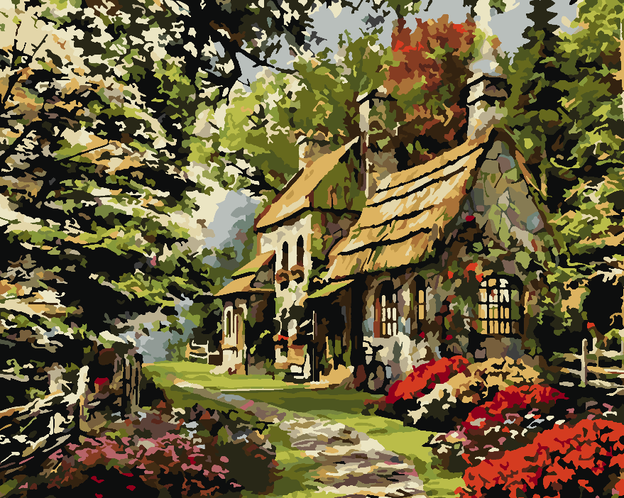 Peinture par numéros - Maison fleurie 4200