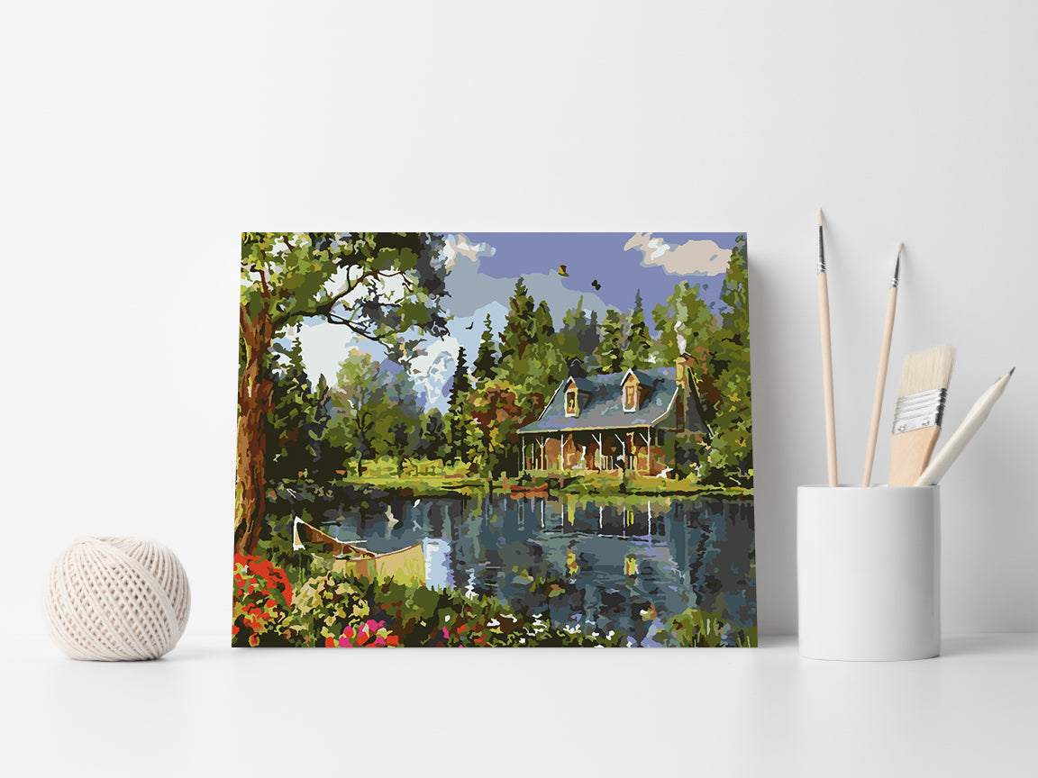 Promotie 40x50 - pictura pe numere - Casă la Lac 4202