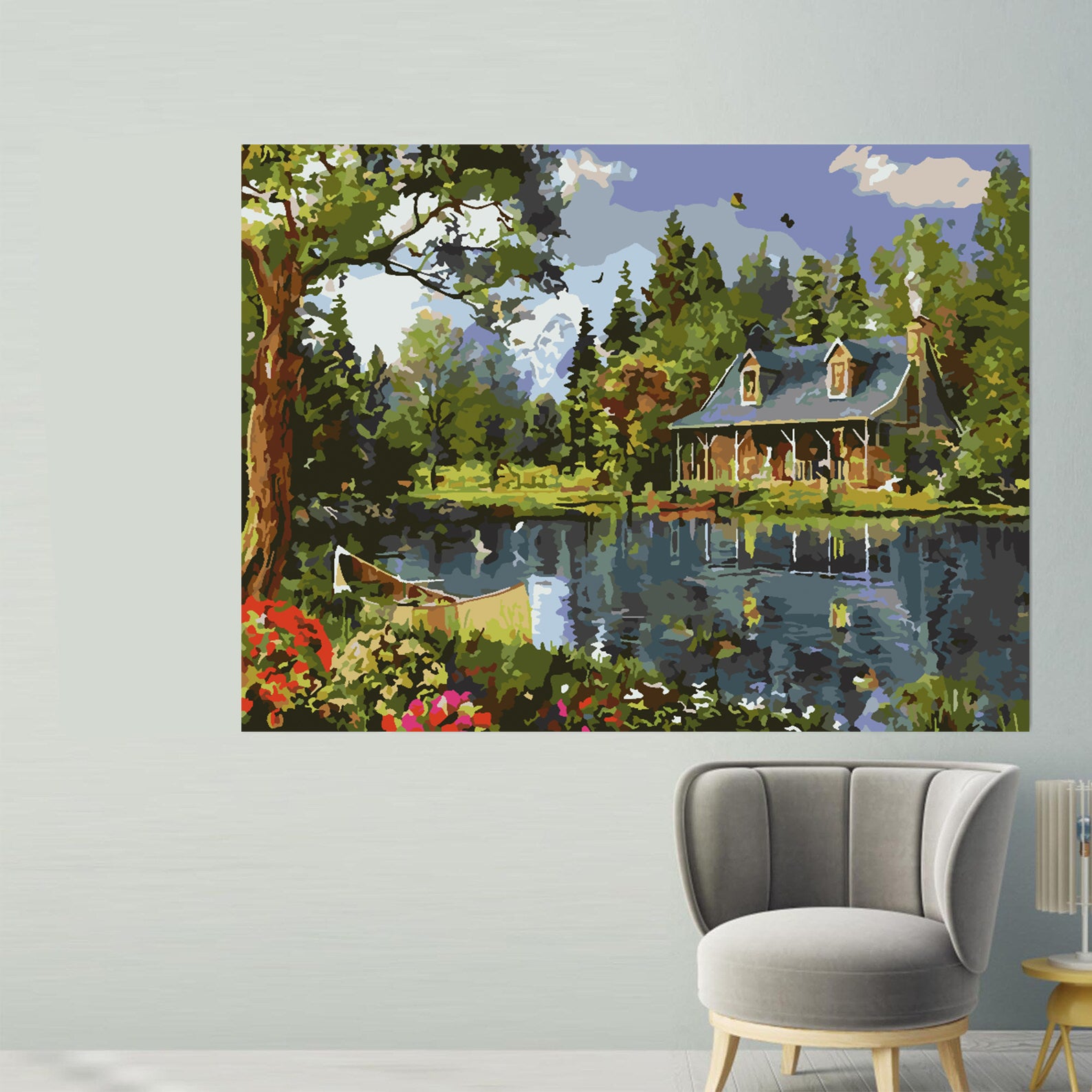 Peinture par numéros - Maison au bord du lac 4202