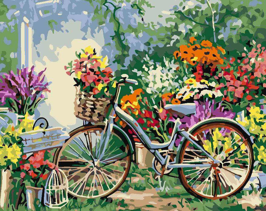 Peinture par numéros - Vélo avec fleurs 4205