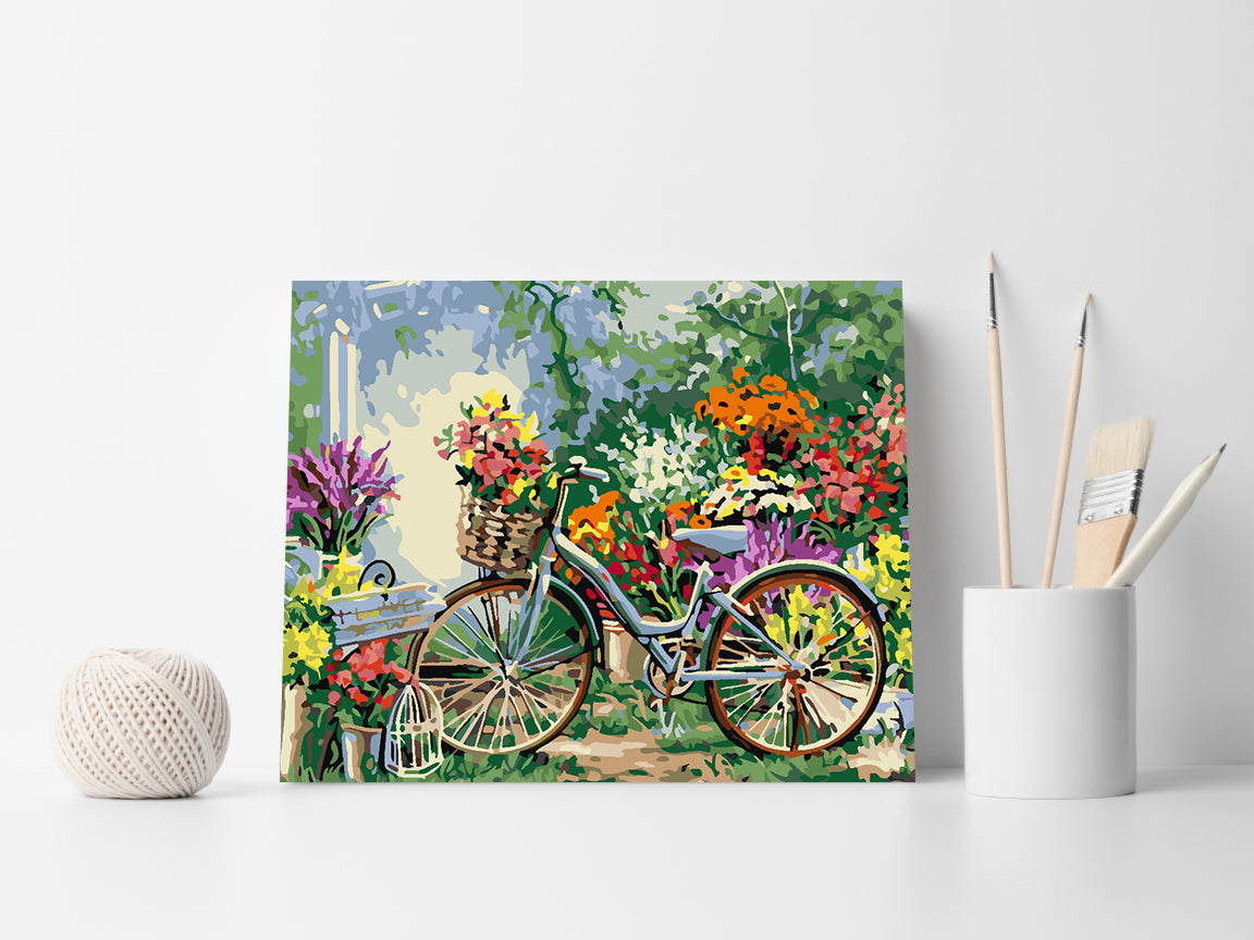 Peinture par numéros - Vélo avec fleurs 4205