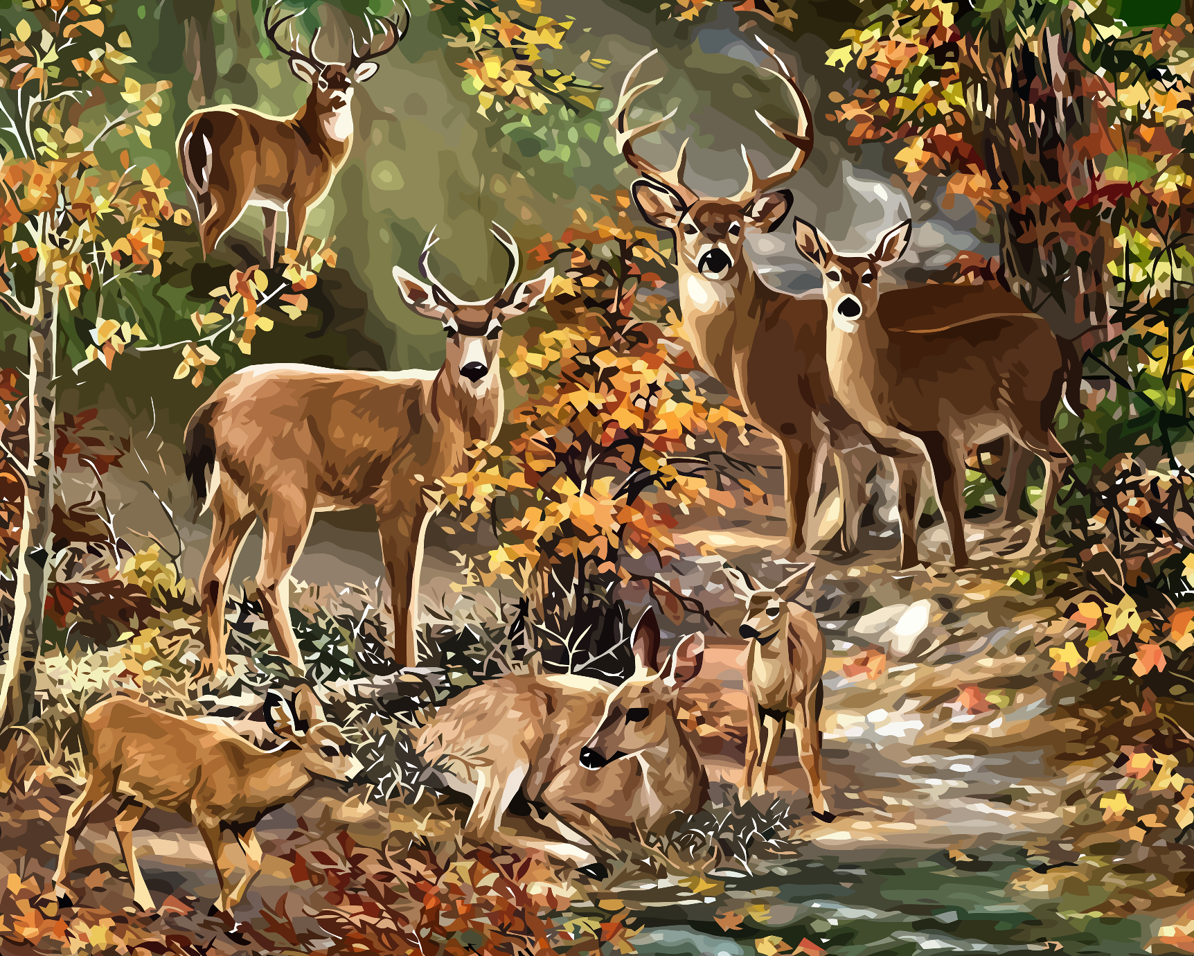 Pictura pe numere - Căprioare în Pădure 4219