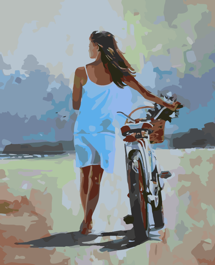 Pictura pe numere - Fată cu Motocicletă