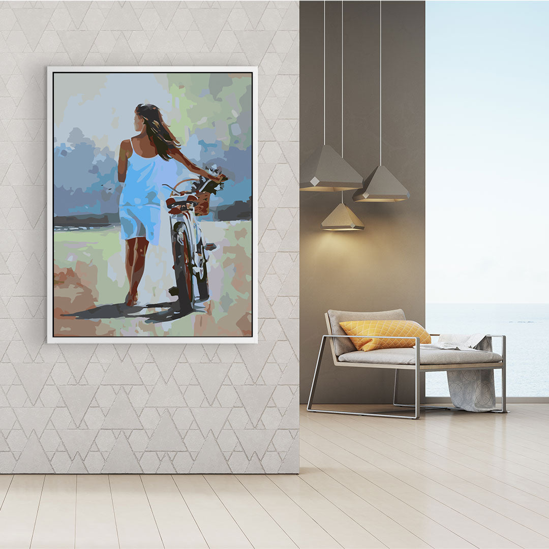 Pictura pe numere - Fată cu Motocicletă