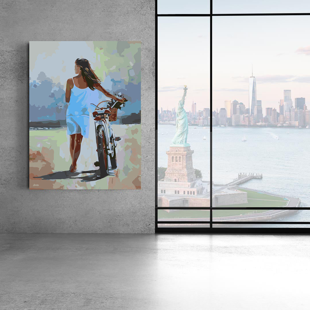 Pictura pe numere - Fată cu Motocicletă