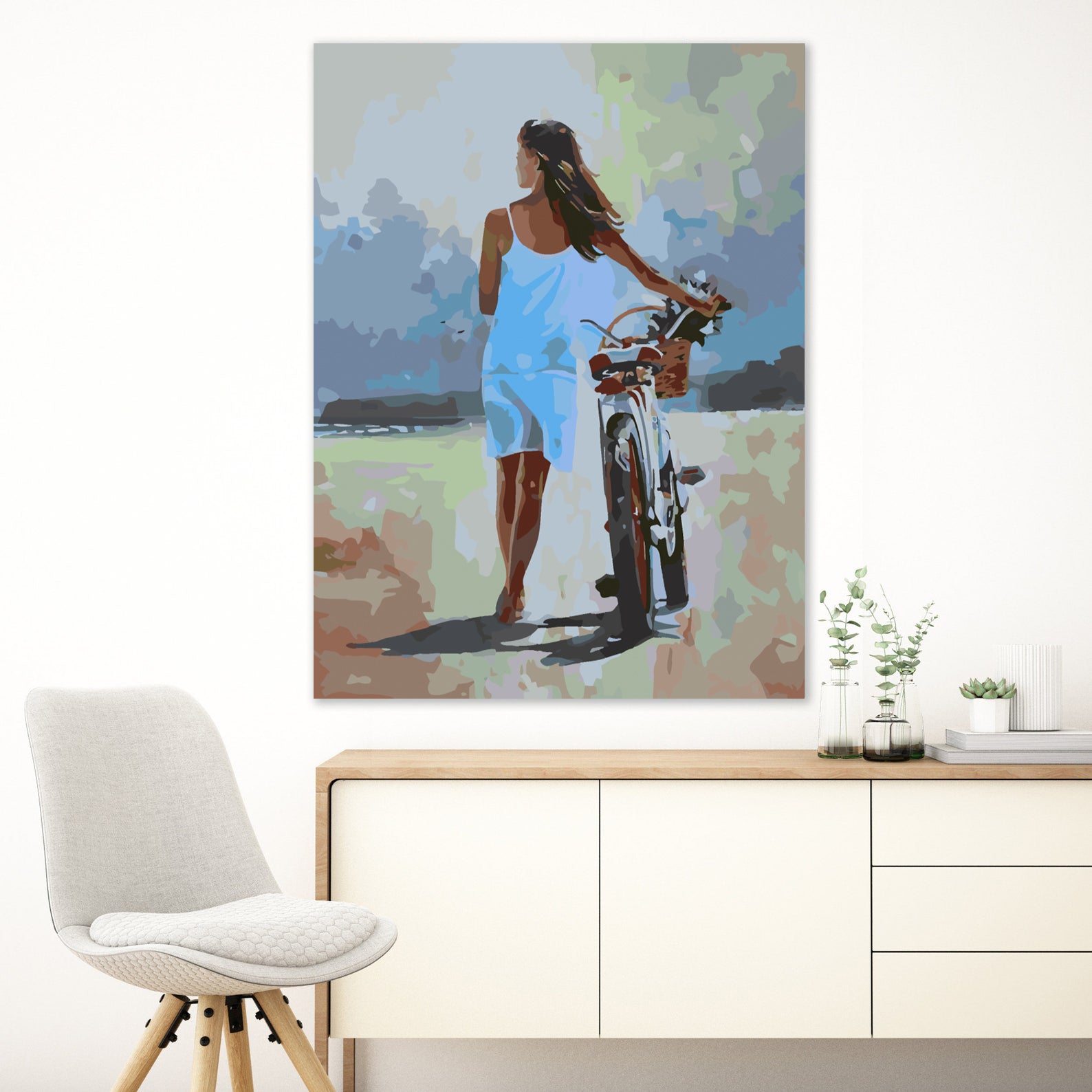 Pictura pe numere - Fată cu Motocicletă