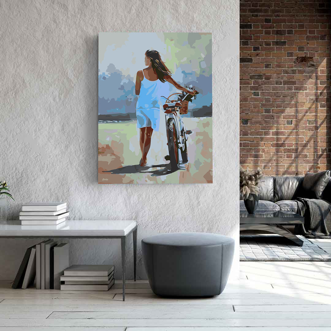 Pictura pe numere - Fată cu Motocicletă