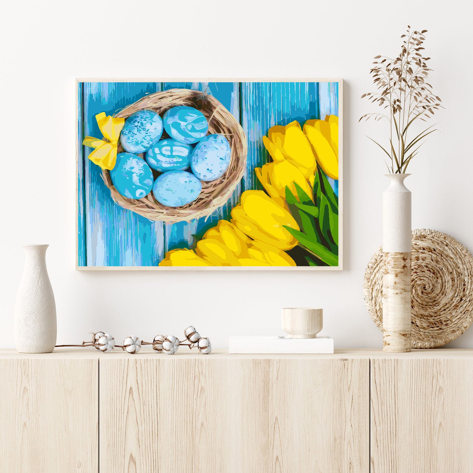 Peinture par numéros - Tulipes jaunes et œufs de Pâques 4241