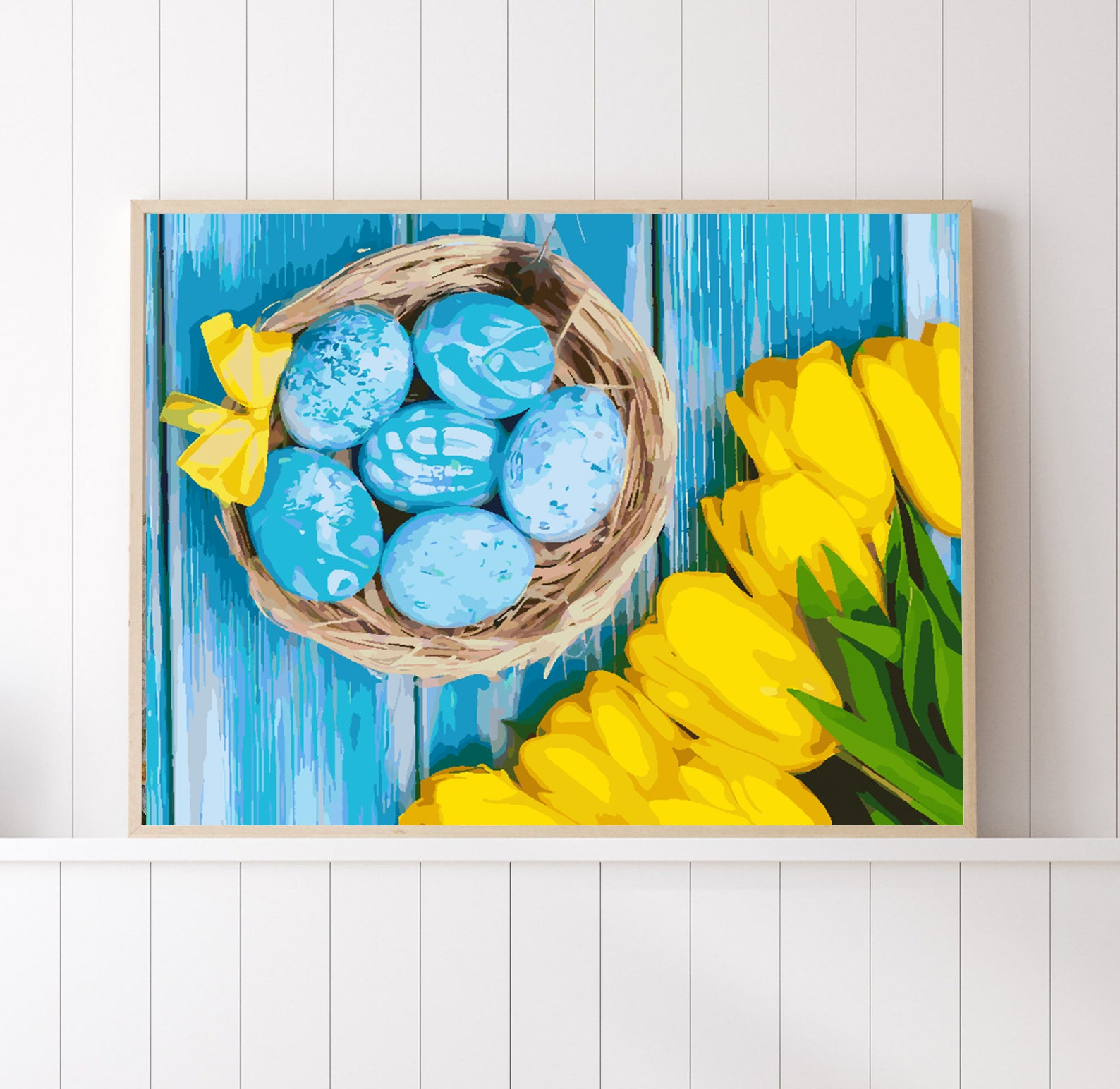 Peinture par numéros - Tulipes jaunes et œufs de Pâques 4241