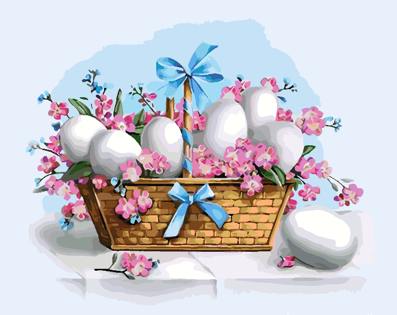 Promotie 40x50 - pictura pe numere - Coș de Paște 4251