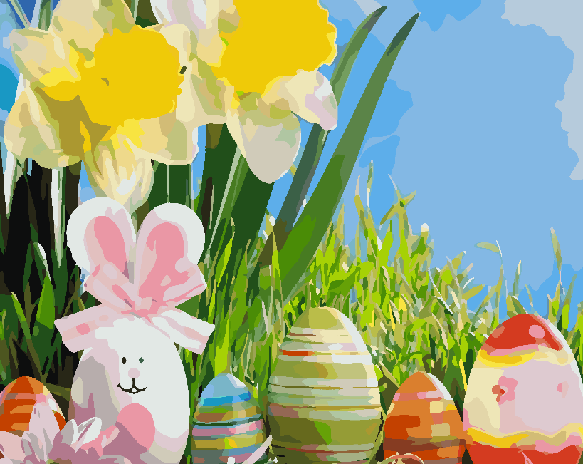 Pictura pe numere - Iepuraș cu Ouă de Paște 4253