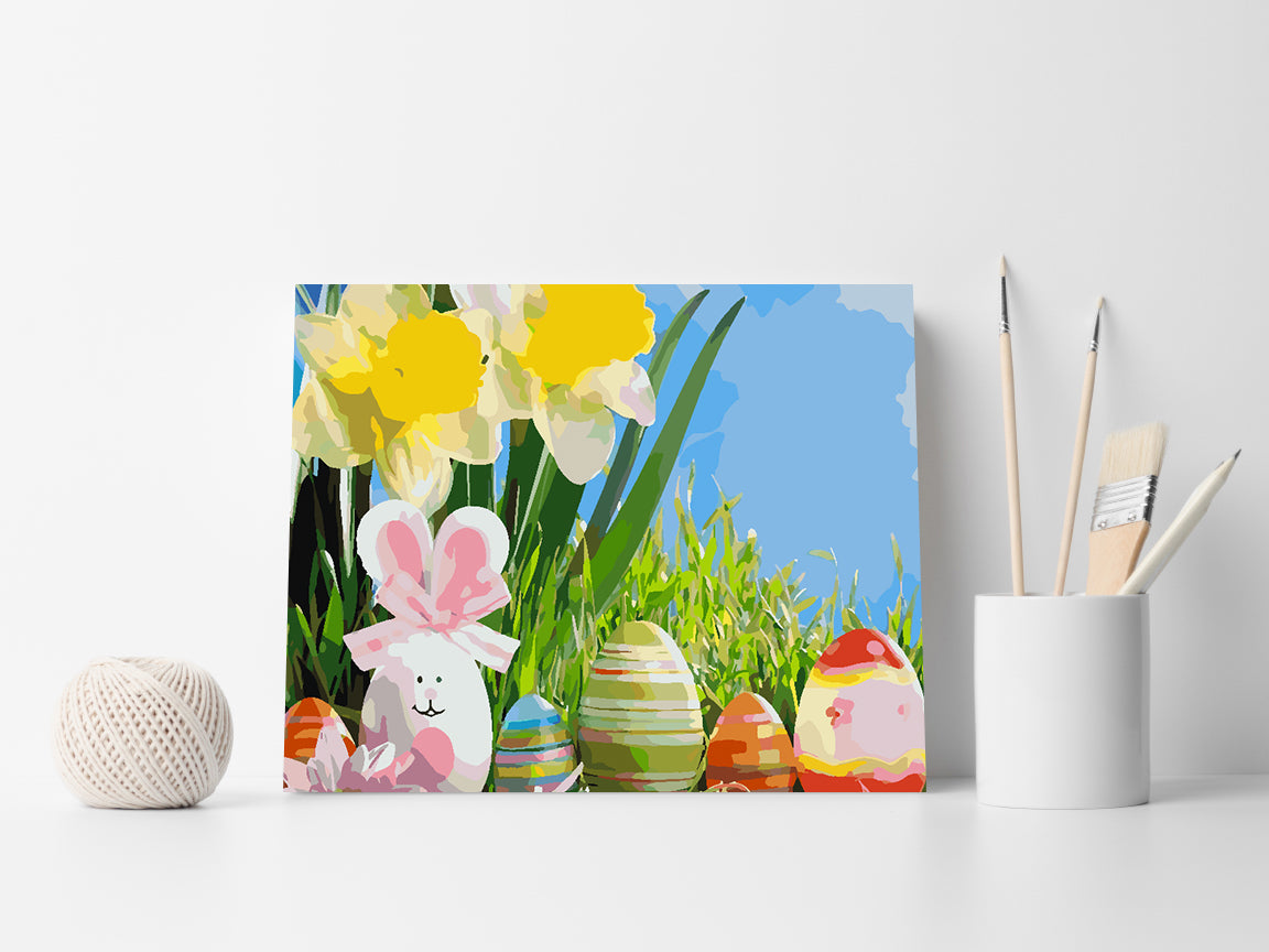 Pictura pe numere - Iepuraș cu Ouă de Paște 4253