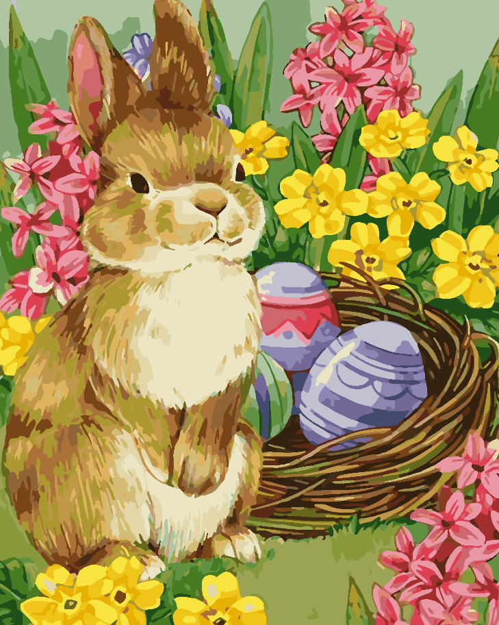 Pictura pe numere - Iepuraș cu Ouă de Paște 4267
