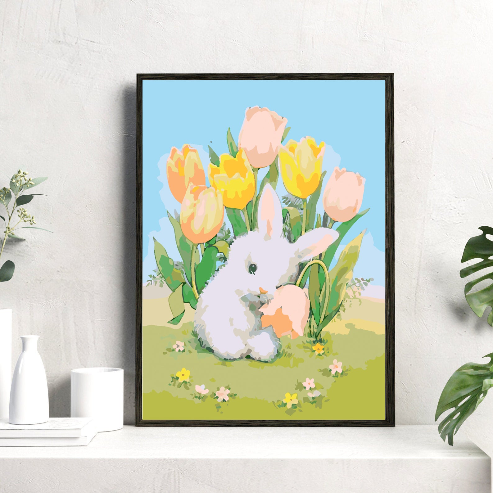 Pictura pe numere - Iepuras cu Flori 4270