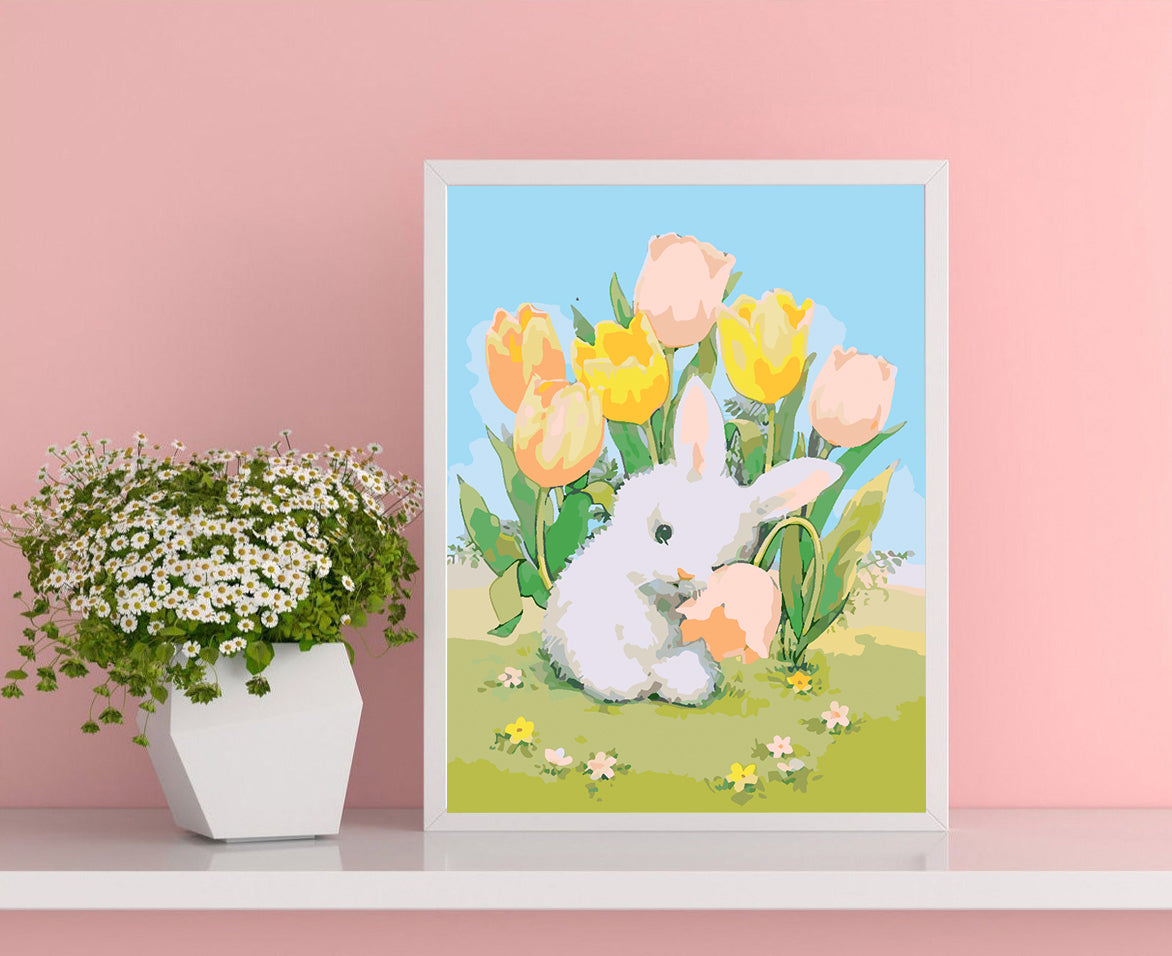 Pictura pe numere - Iepuras cu Flori 4270