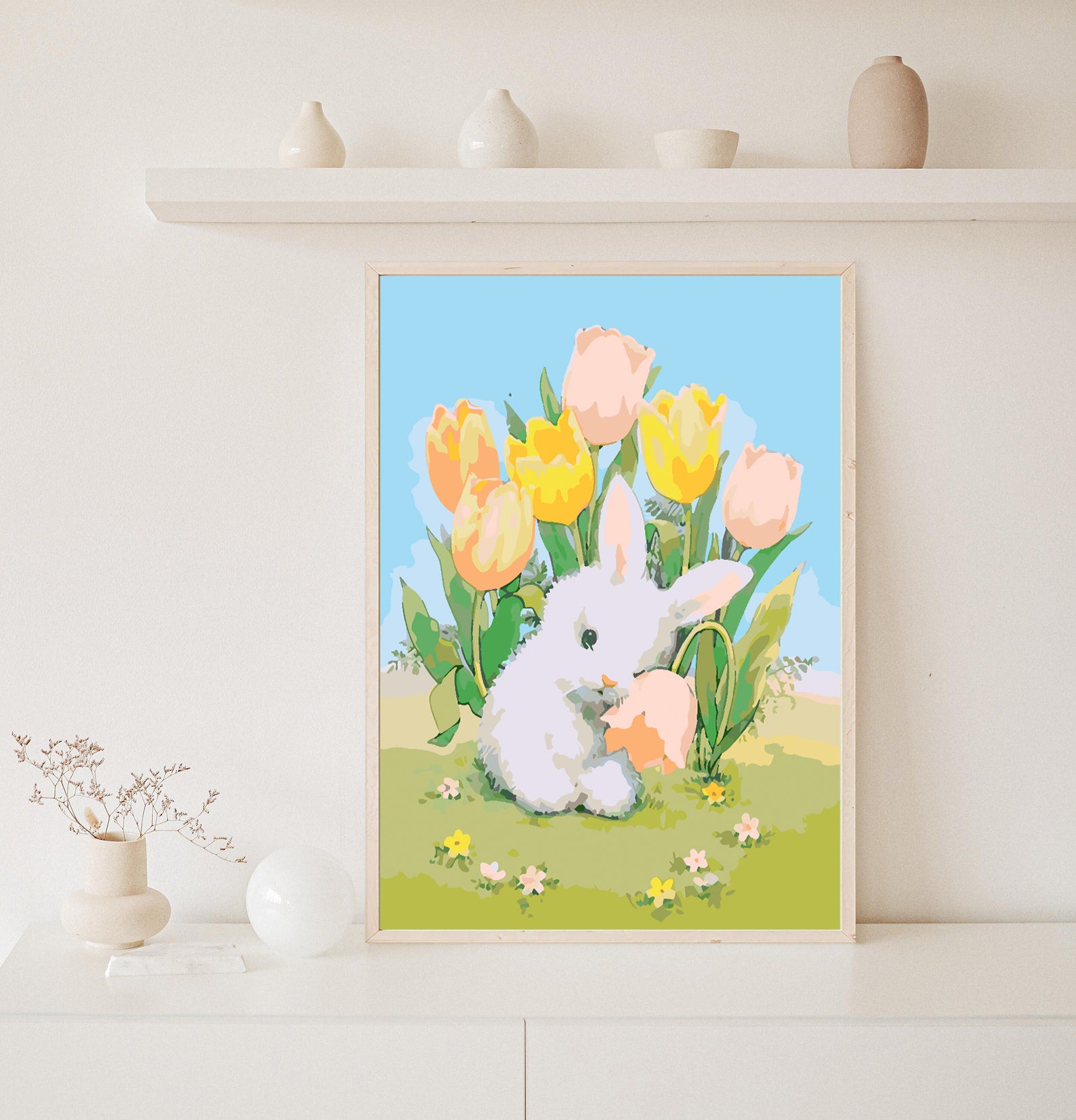 Pictura pe numere - Iepuras cu Flori 4270