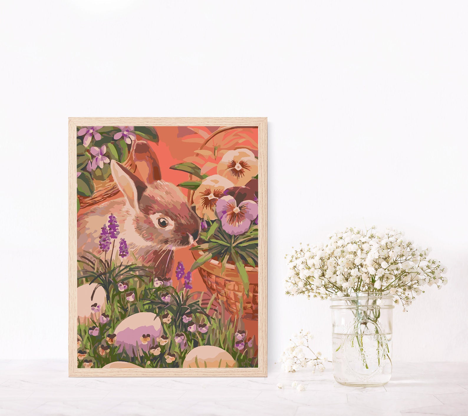 Peinture par numéros - Lapin avec fleurs 4275