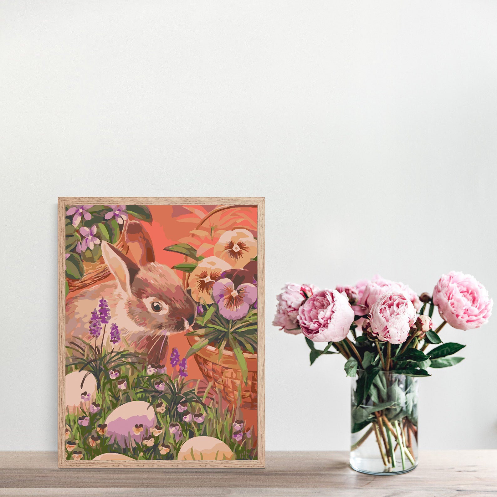 Peinture par numéros - Lapin avec fleurs 4275