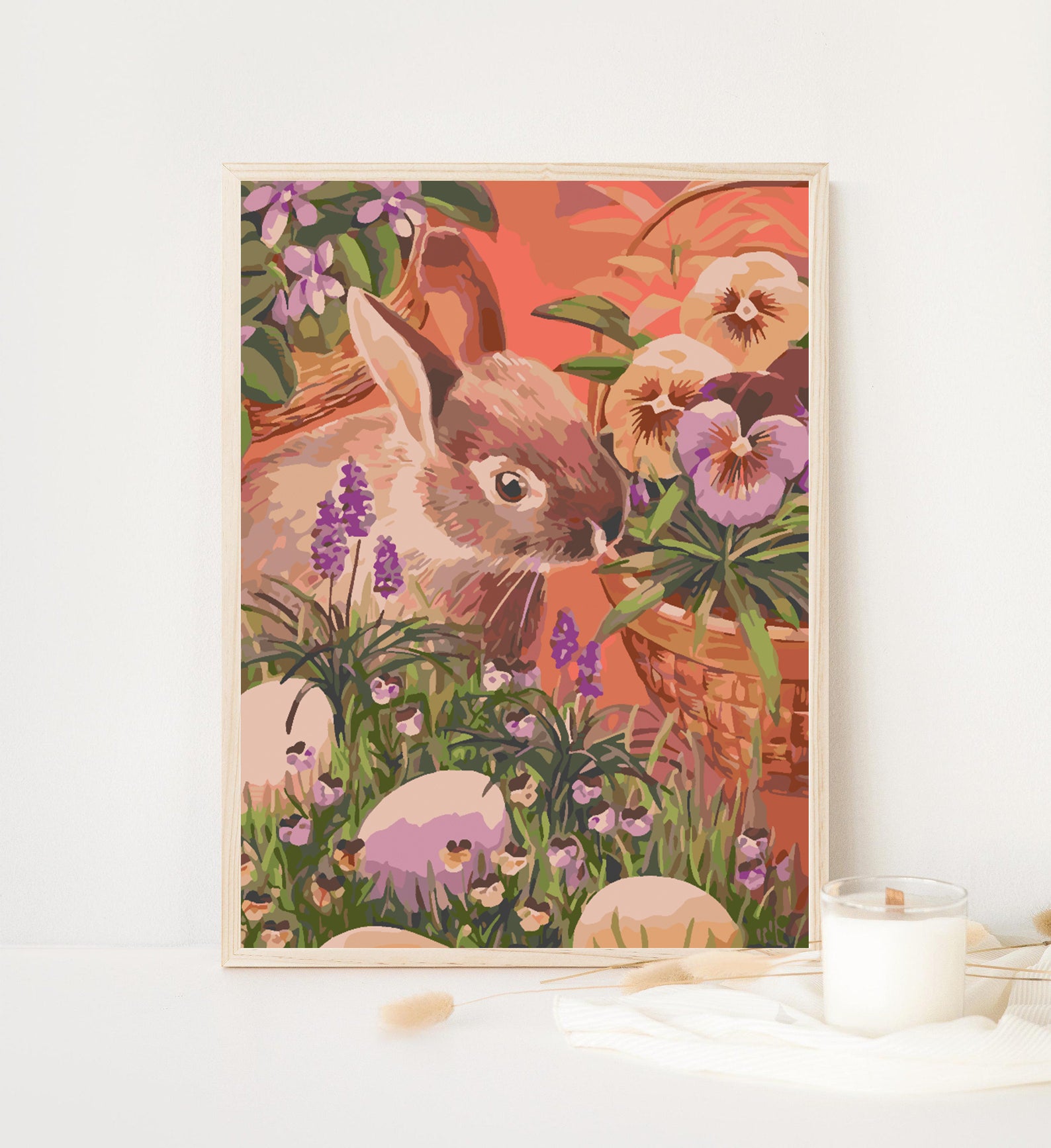 Peinture par numéros - Lapin avec fleurs 4275