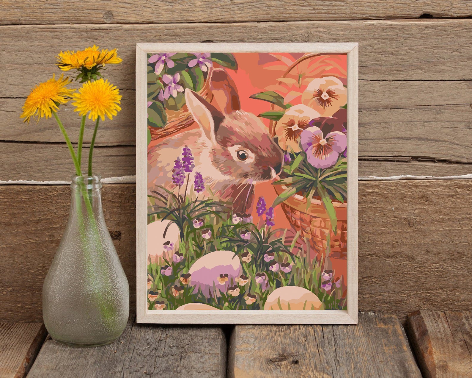 Peinture par numéros - Lapin avec fleurs 4275