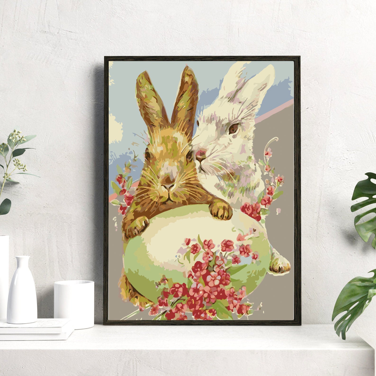 Pictura pe numere - Iepurași cu Flori 4280