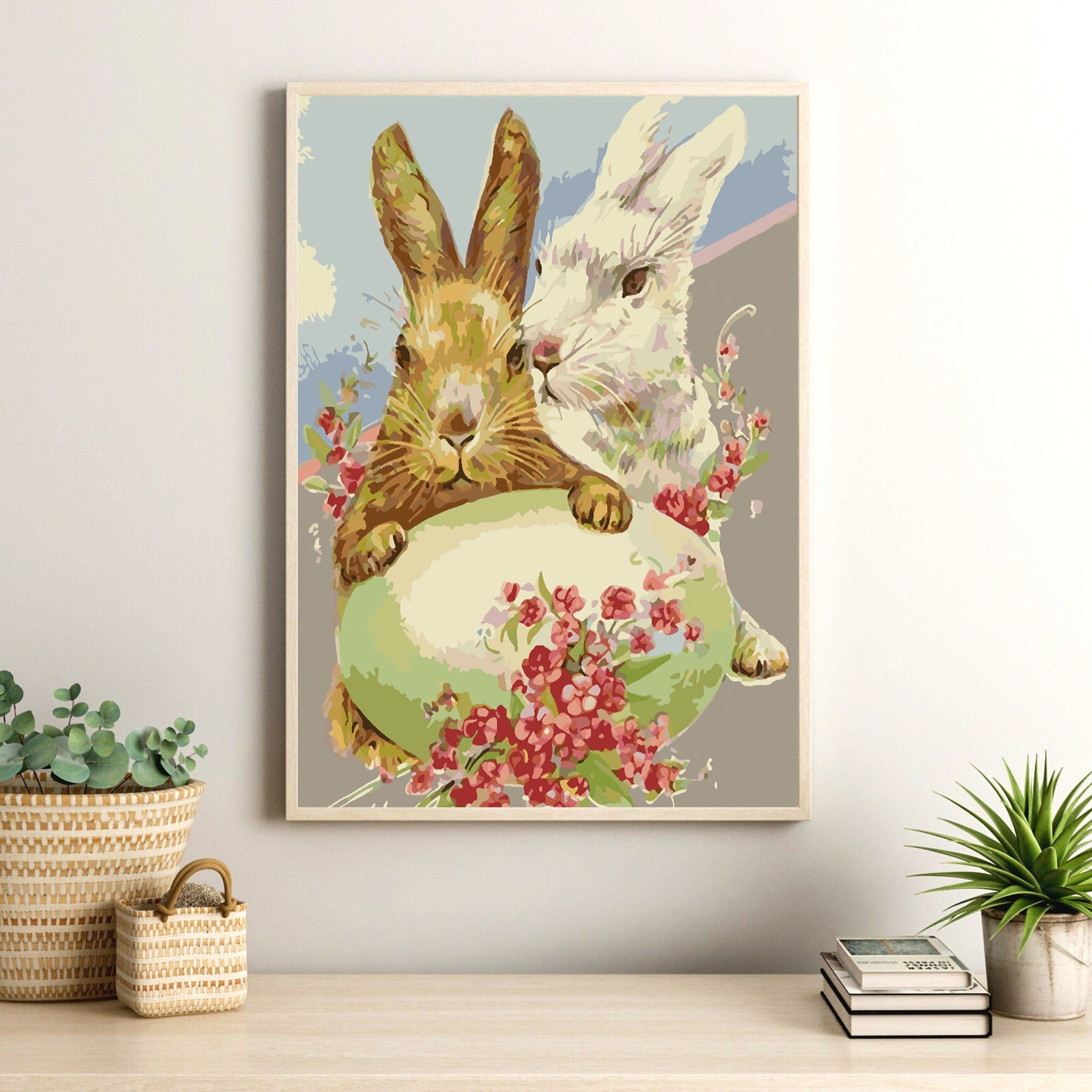 Pictura pe numere - Iepurași cu Flori 4280