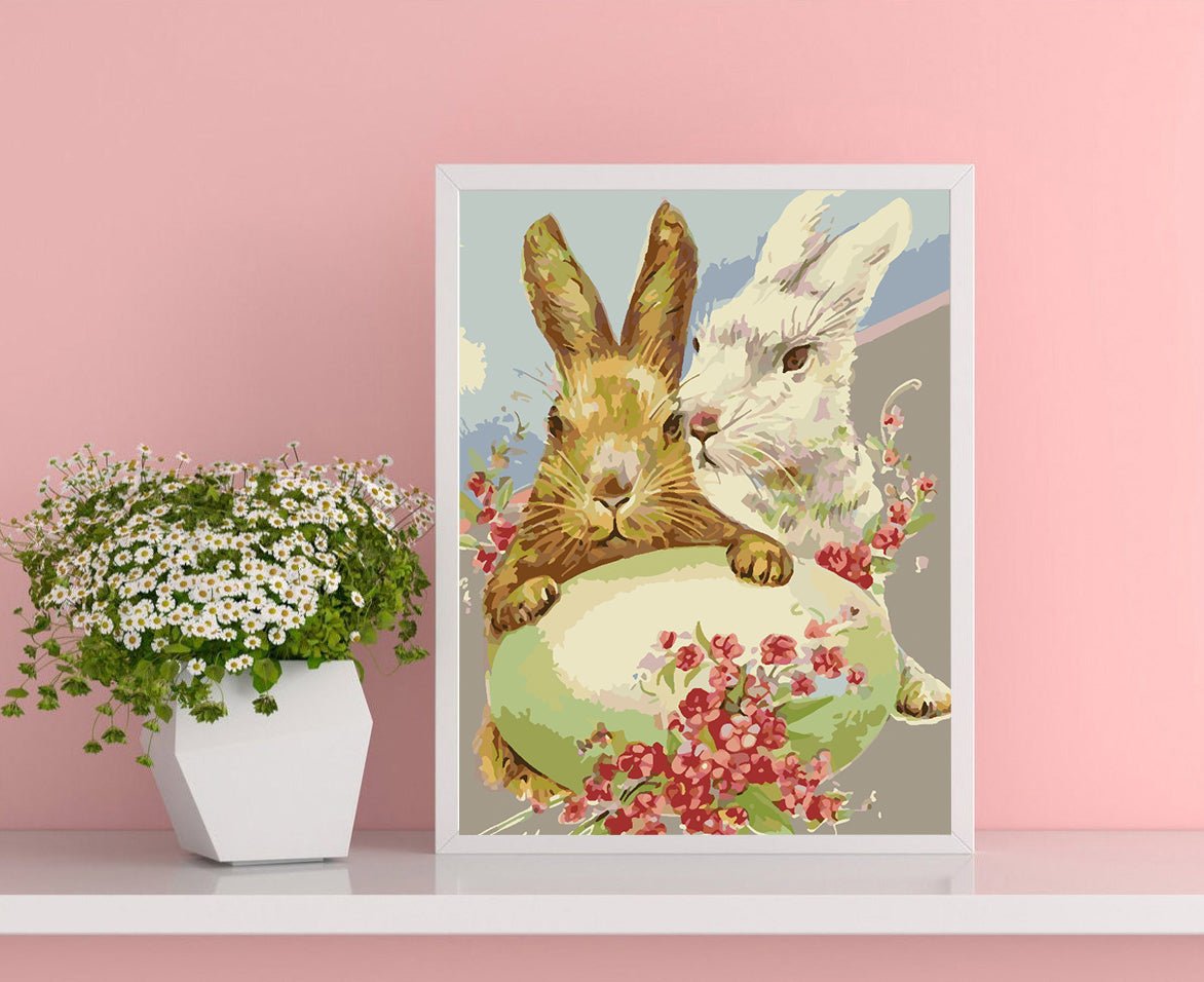 Pictura pe numere - Iepurași cu Flori 4280