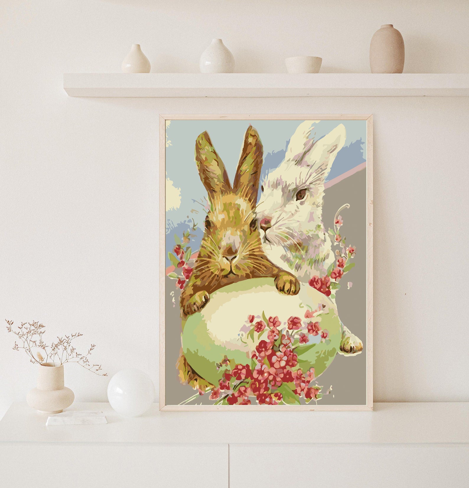 Pictura pe numere - Iepurași cu Flori 4280