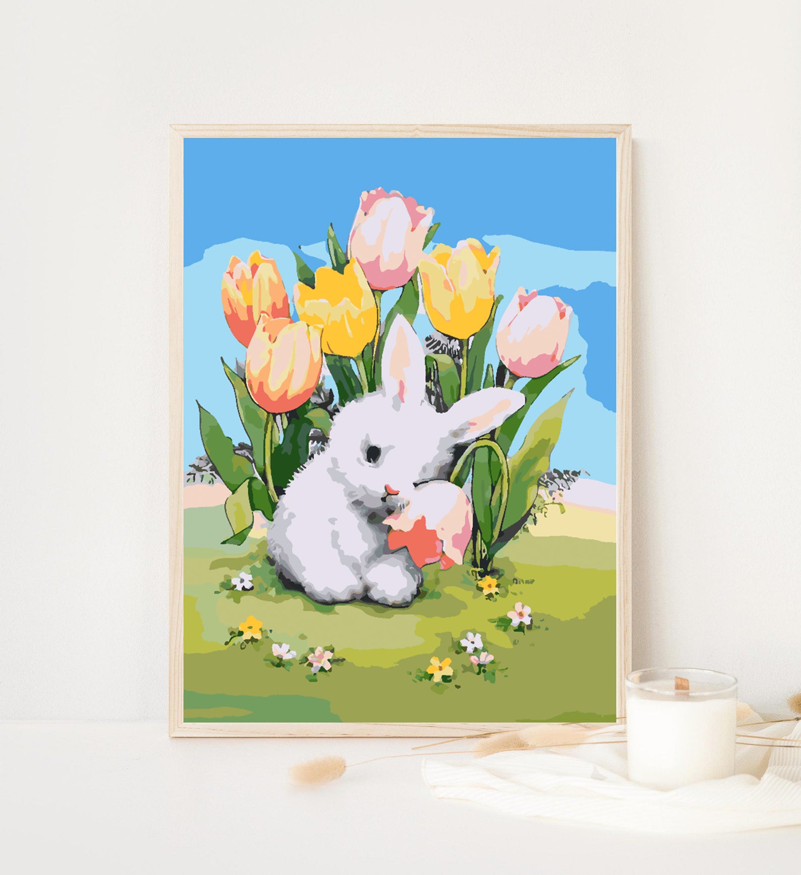 Pictura pe numere - Iepuraș cu Flori 4286