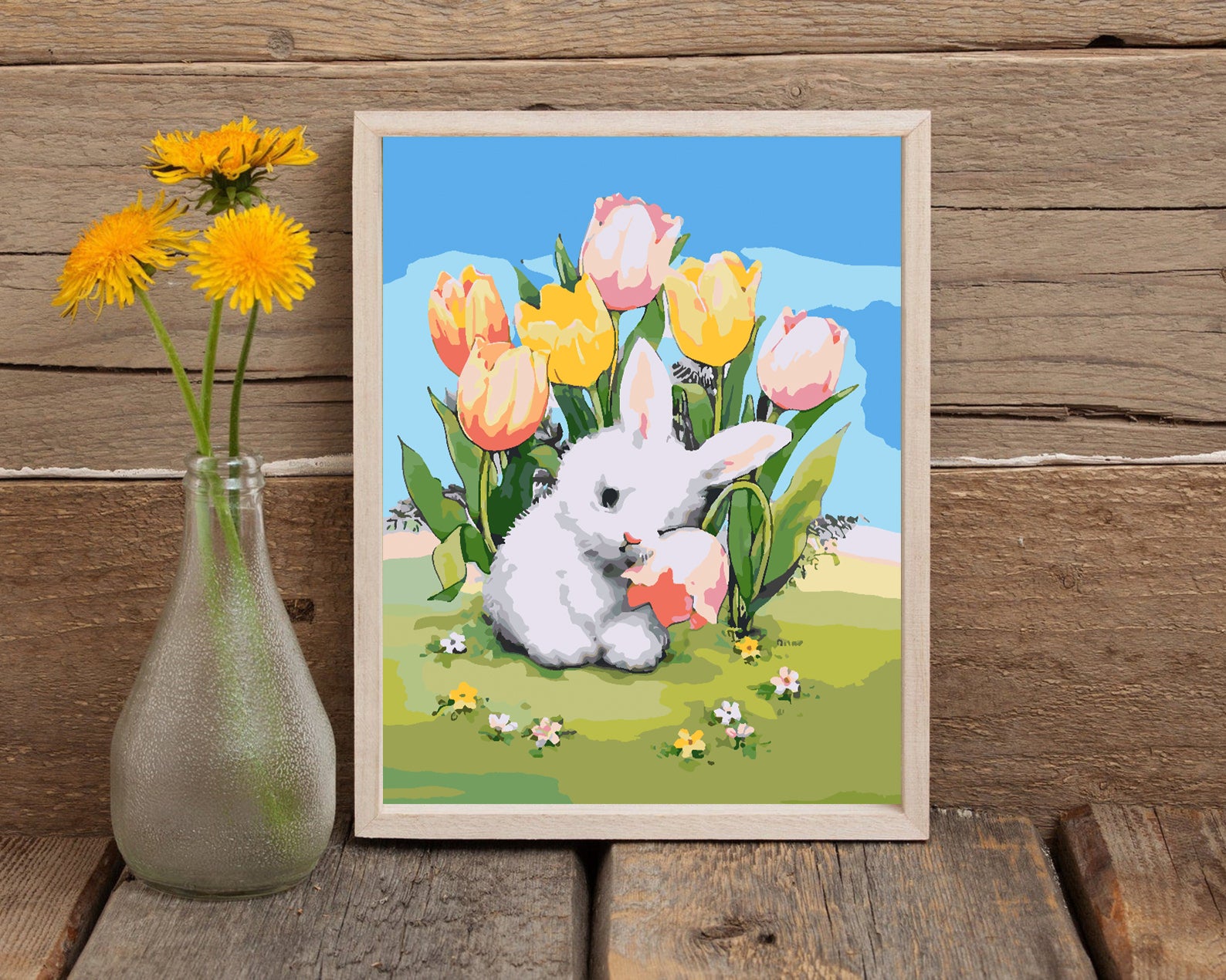 Pictura pe numere - Iepuraș cu Flori 4286