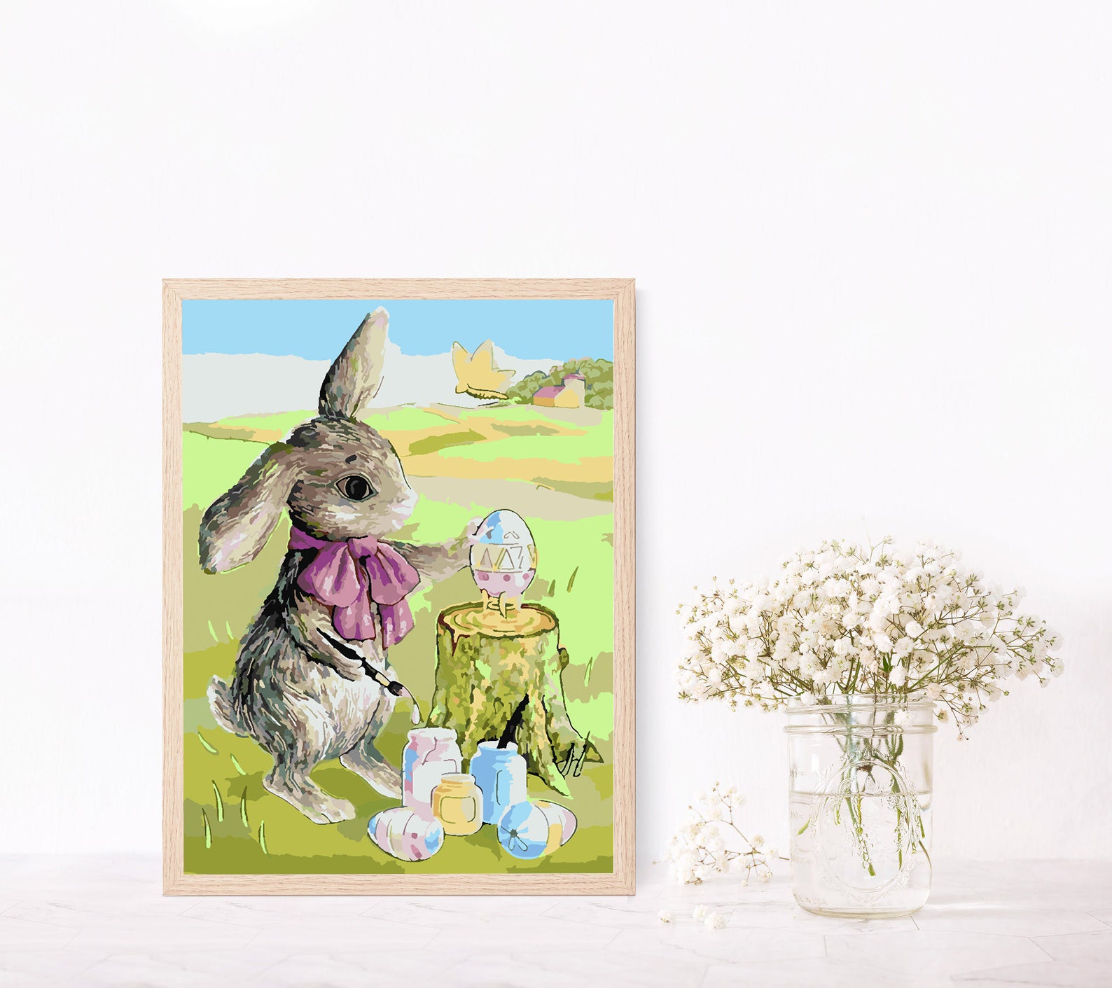 Peinture par numéros - Lapin avec oeufs de Pâques 4288