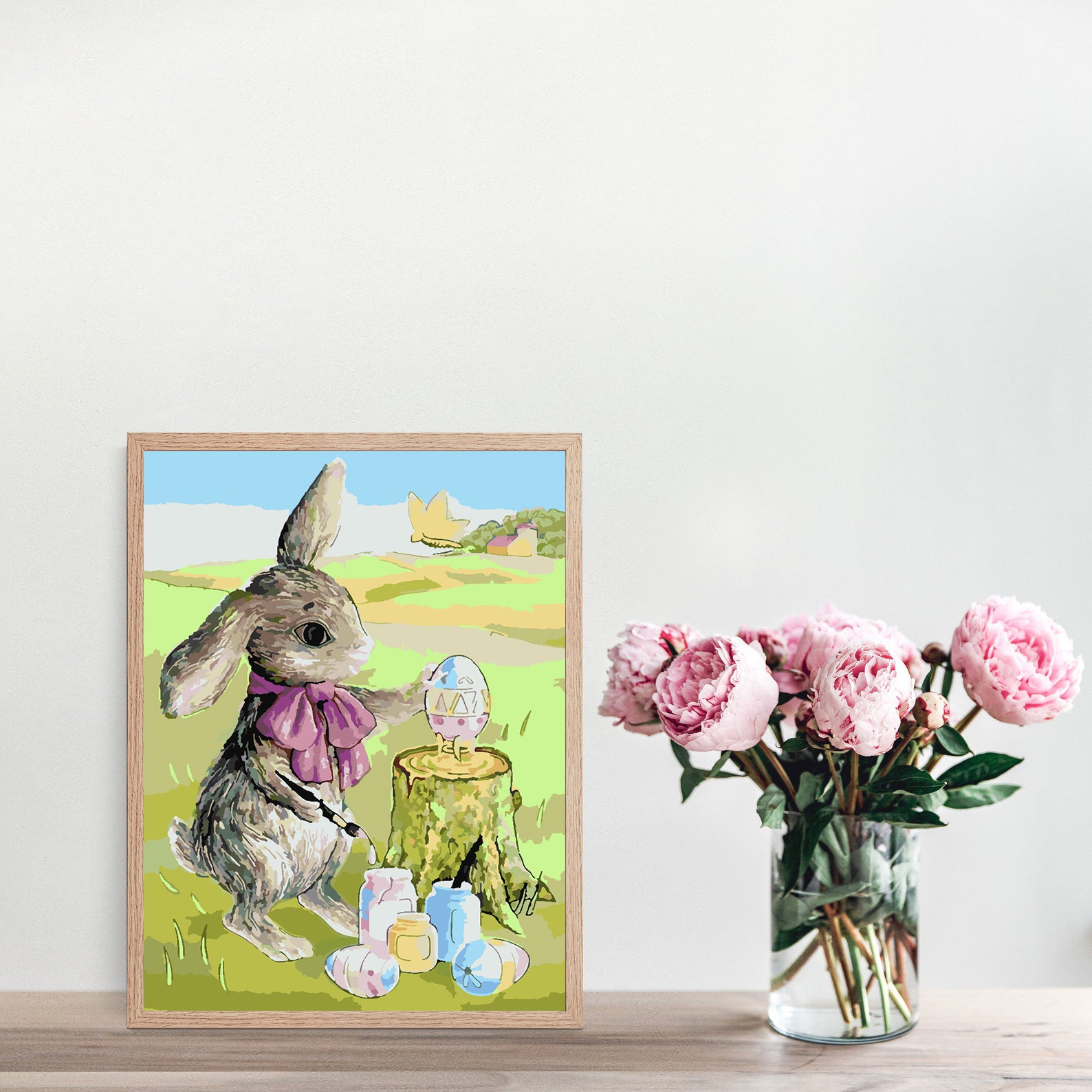 Peinture par numéros - Lapin avec oeufs de Pâques 4288