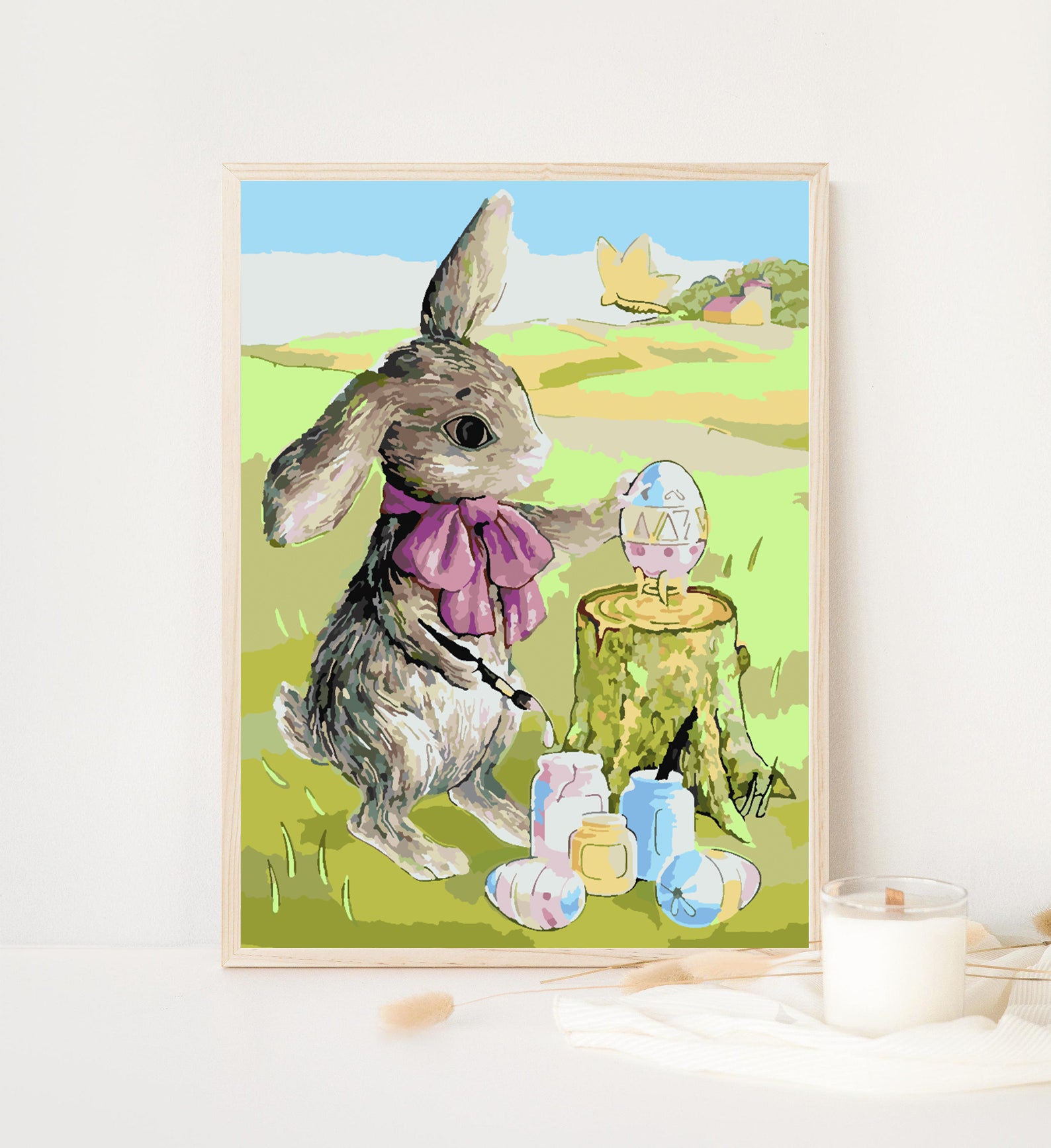 Peinture par numéros - Lapin avec oeufs de Pâques 4288