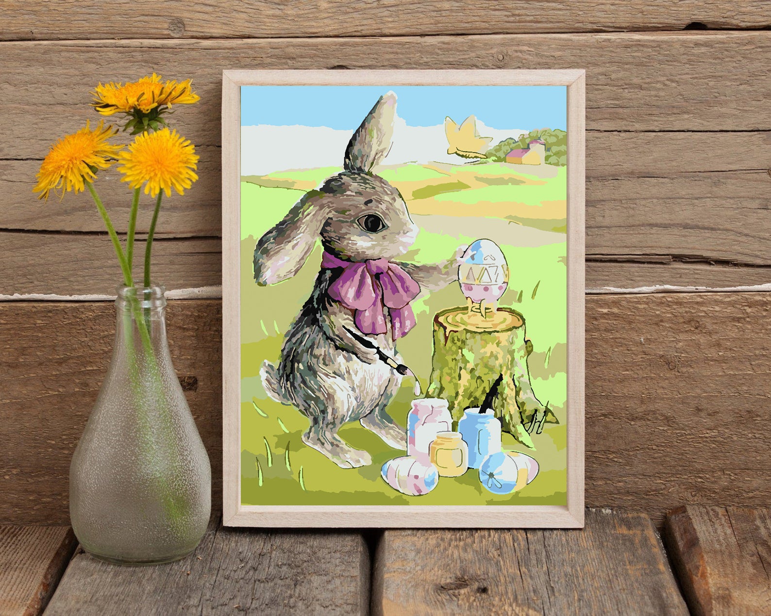 Peinture par numéros - Lapin avec oeufs de Pâques 4288