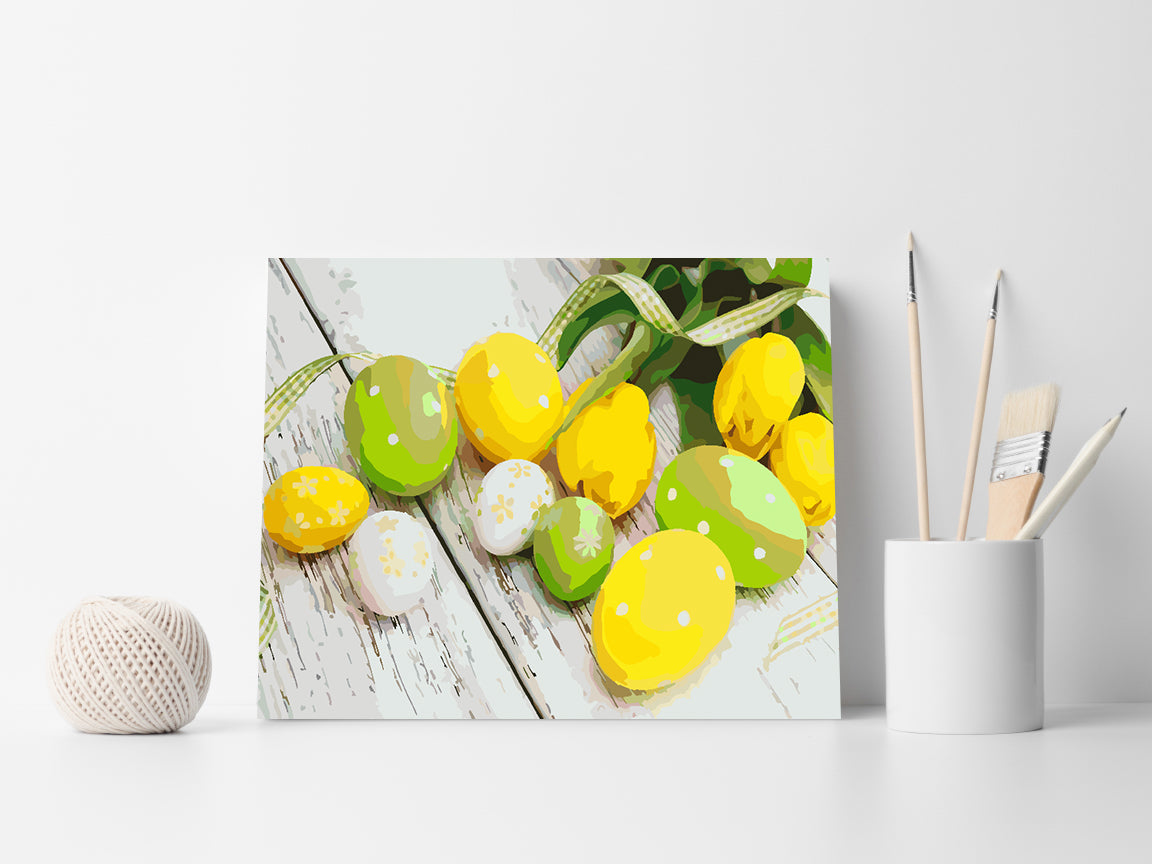 Peinture par numéros - Oeufs de Pâques avec fleurs 4292