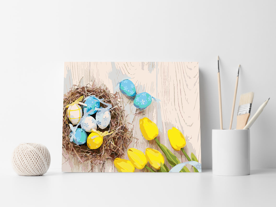 Peinture par numéros - Oeufs de Pâques avec fleurs 4293