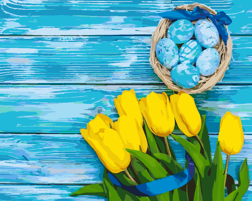 Peinture par numéros - Oeufs de Pâques avec fleurs 4296