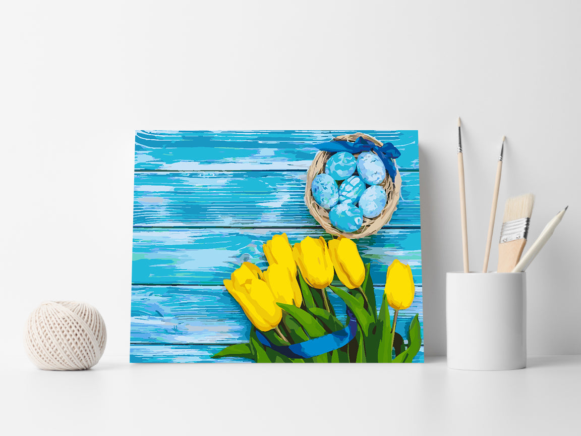Peinture par numéros - Oeufs de Pâques avec fleurs 4296