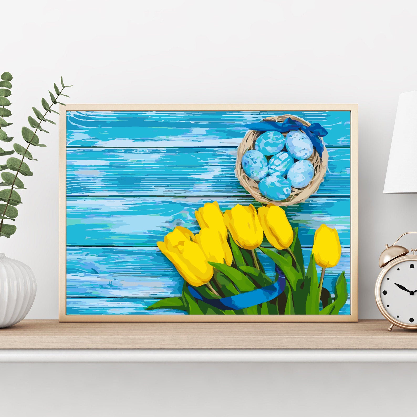 Peinture par numéros - Oeufs de Pâques avec fleurs 4296