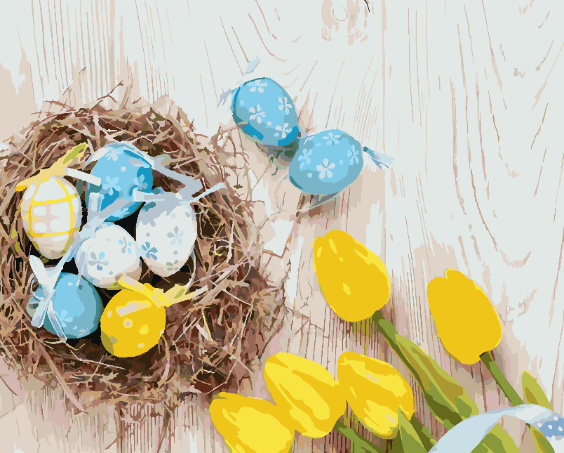 Peinture par numéros - Oeufs de Pâques et Tulipes 4301