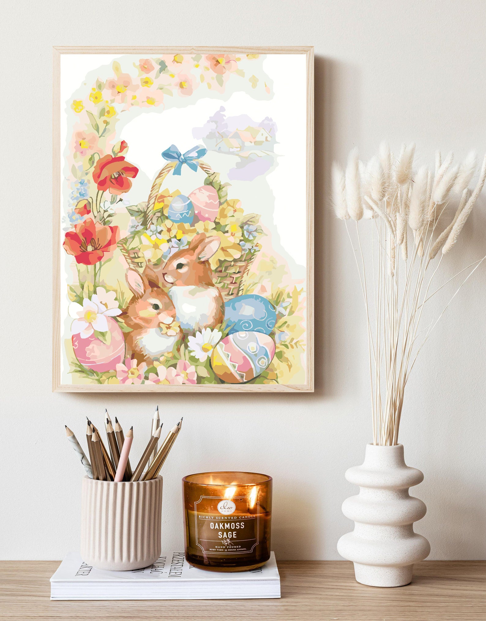 Peinture par numéros - Lapins avec œufs de Pâques 4312