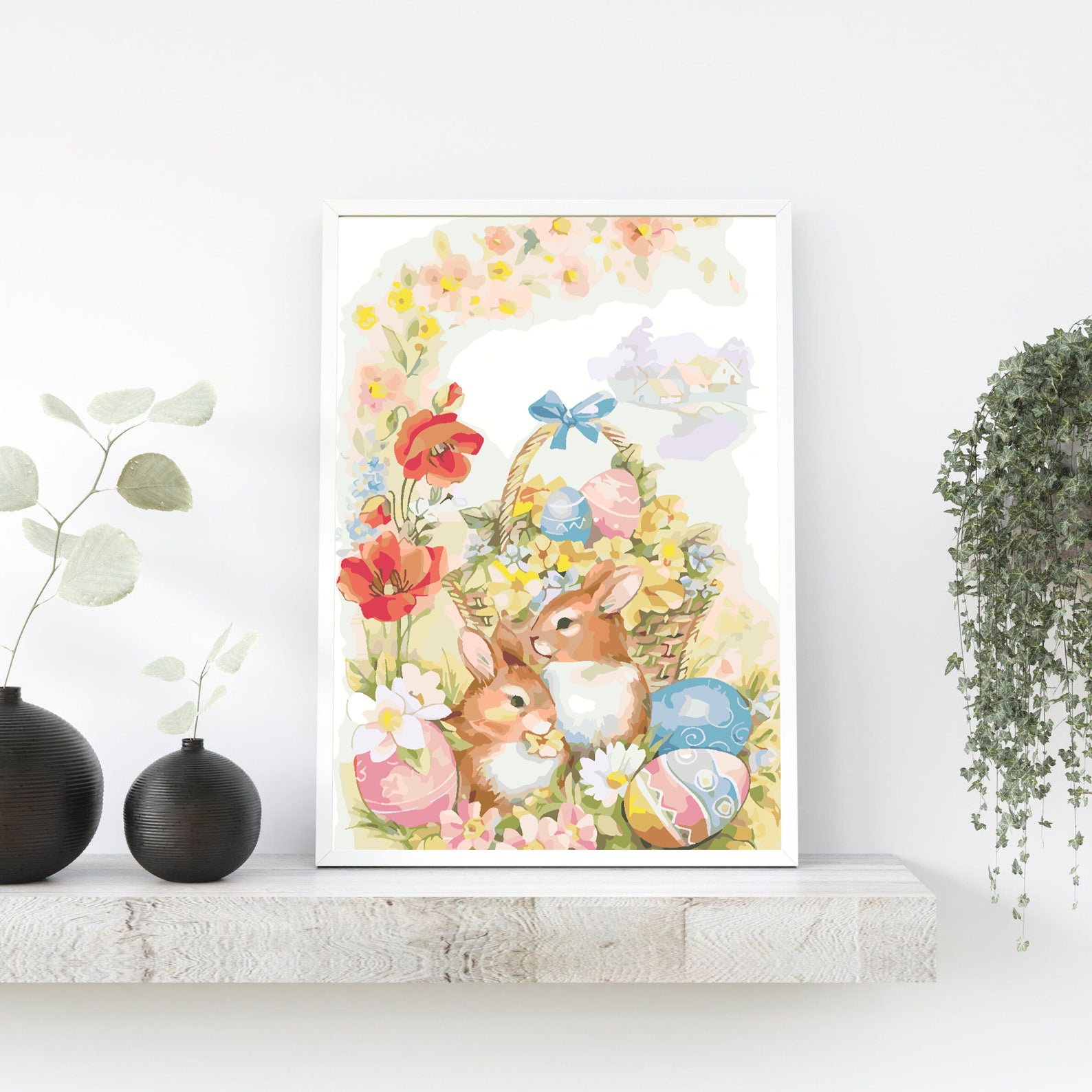 Pictura pe numere - Iepurași cu Ouă de Paște 4312