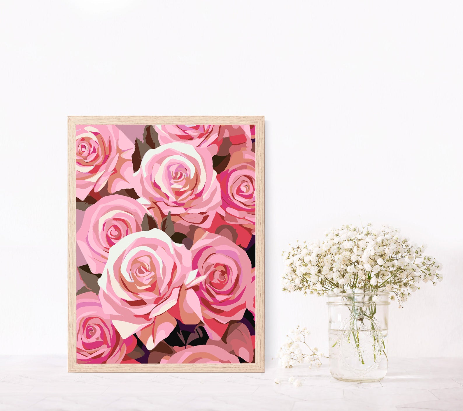 Pictura pe numere - Trandafiri Roz 4316