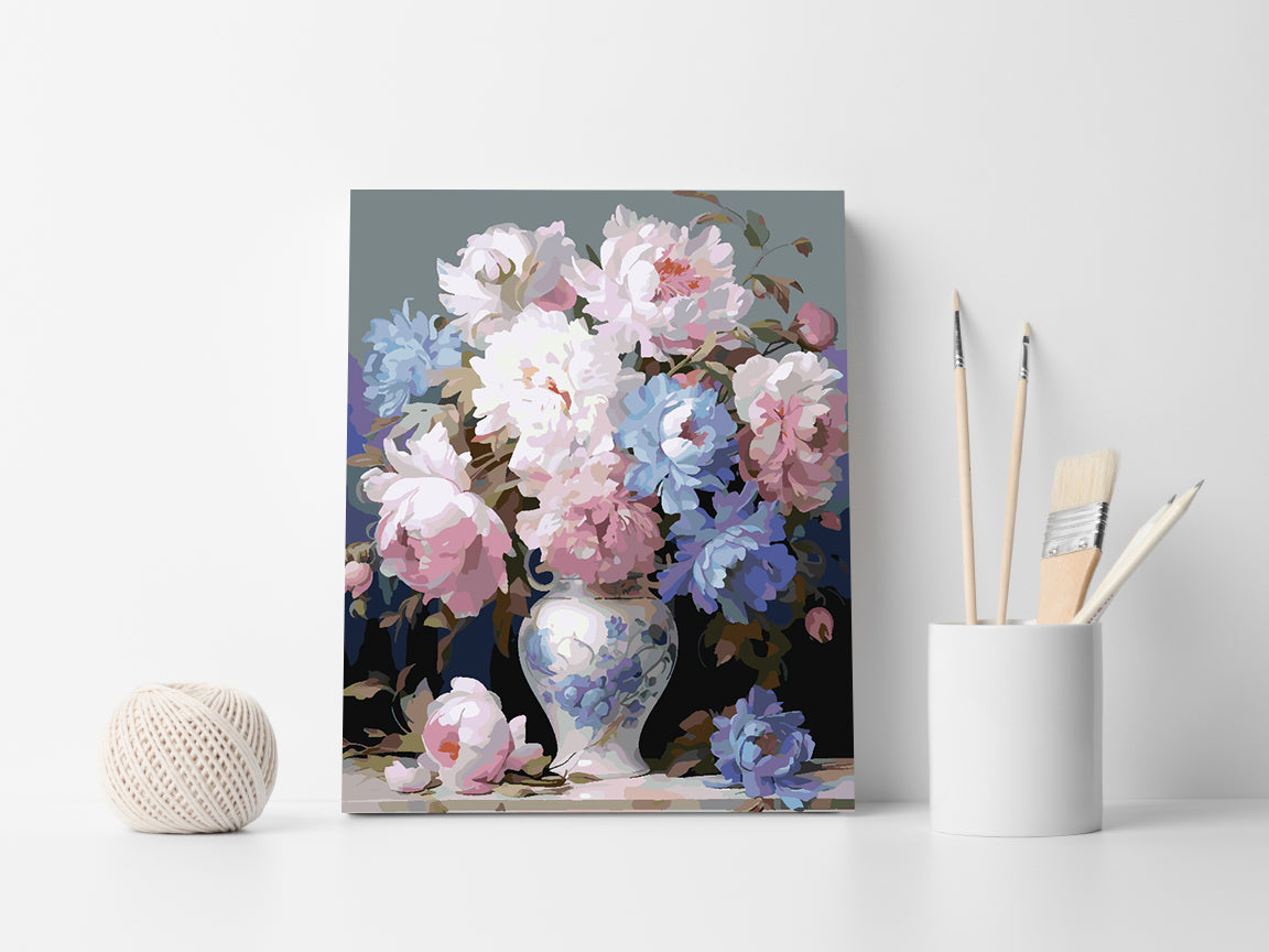 Peinture par numéros - Fleurs roses et bleues 4322