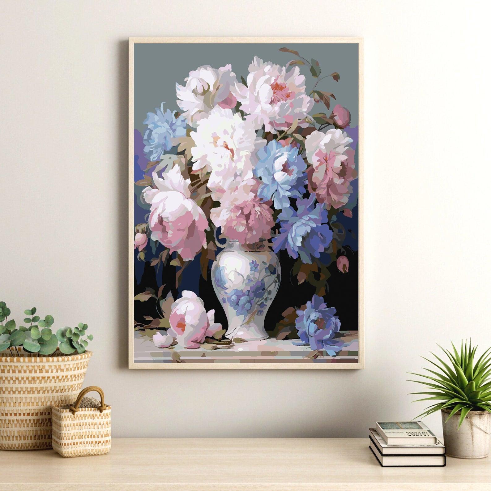 Peinture par numéros - Fleurs roses et bleues 4322