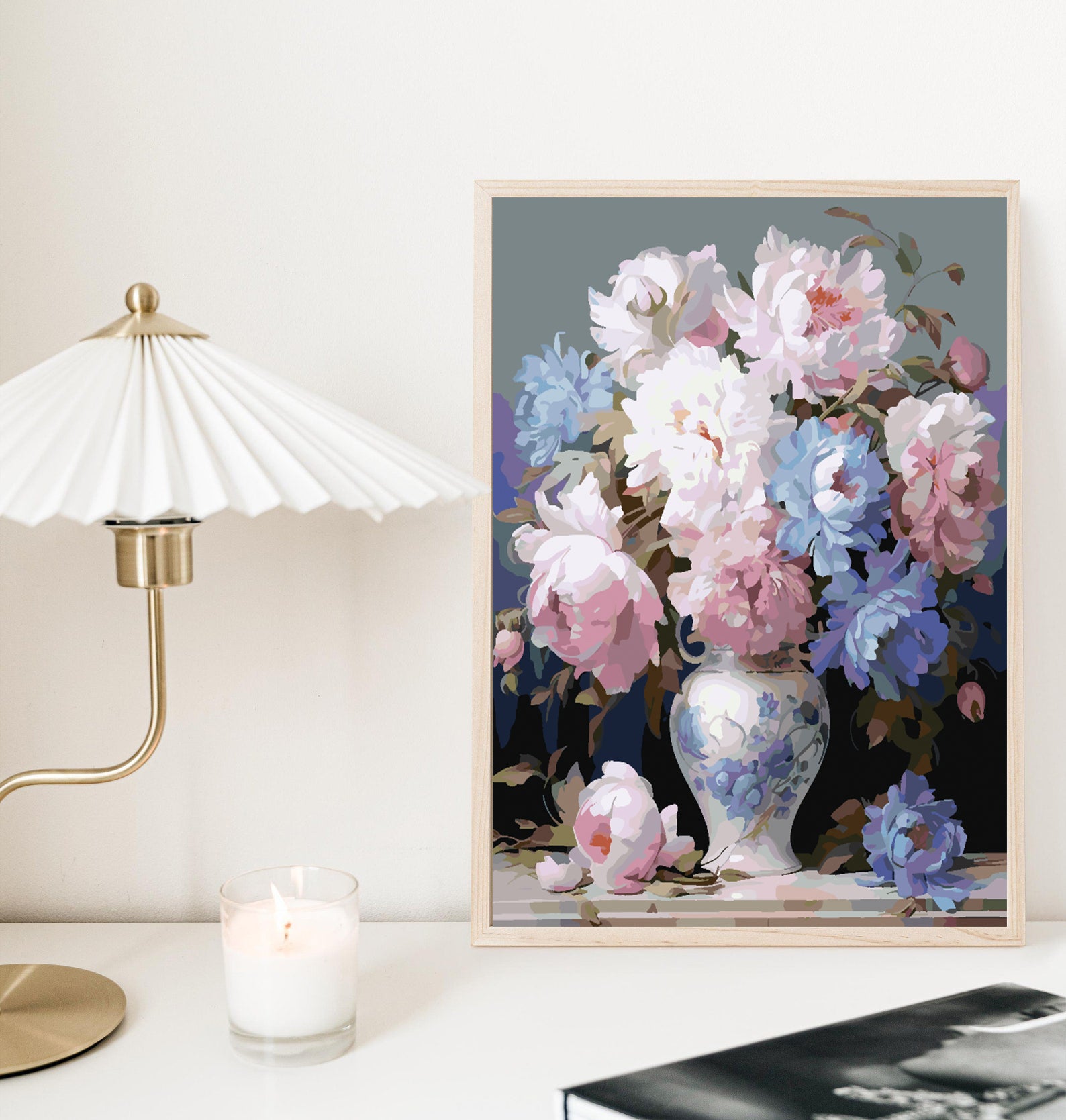 Peinture par numéros - Fleurs roses et bleues 4322