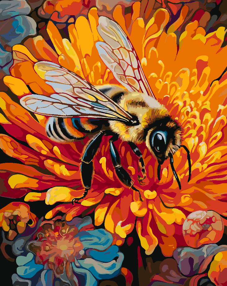 Pictura pe numere - Albinuță pe Floare 4324