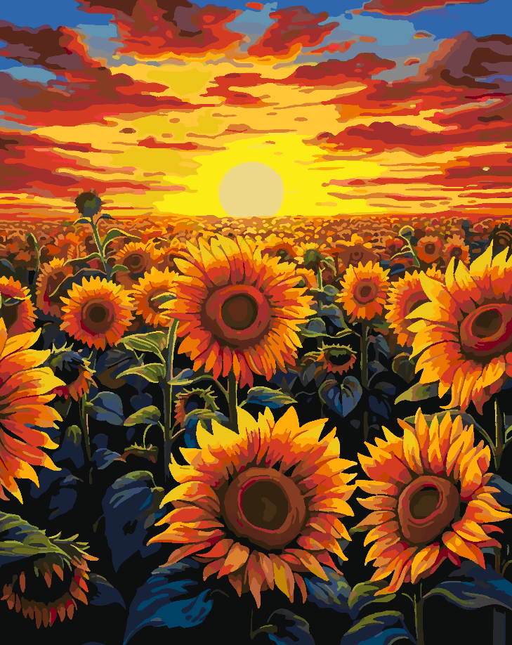 Peinture par numéros - Paysage de tournesols 4329