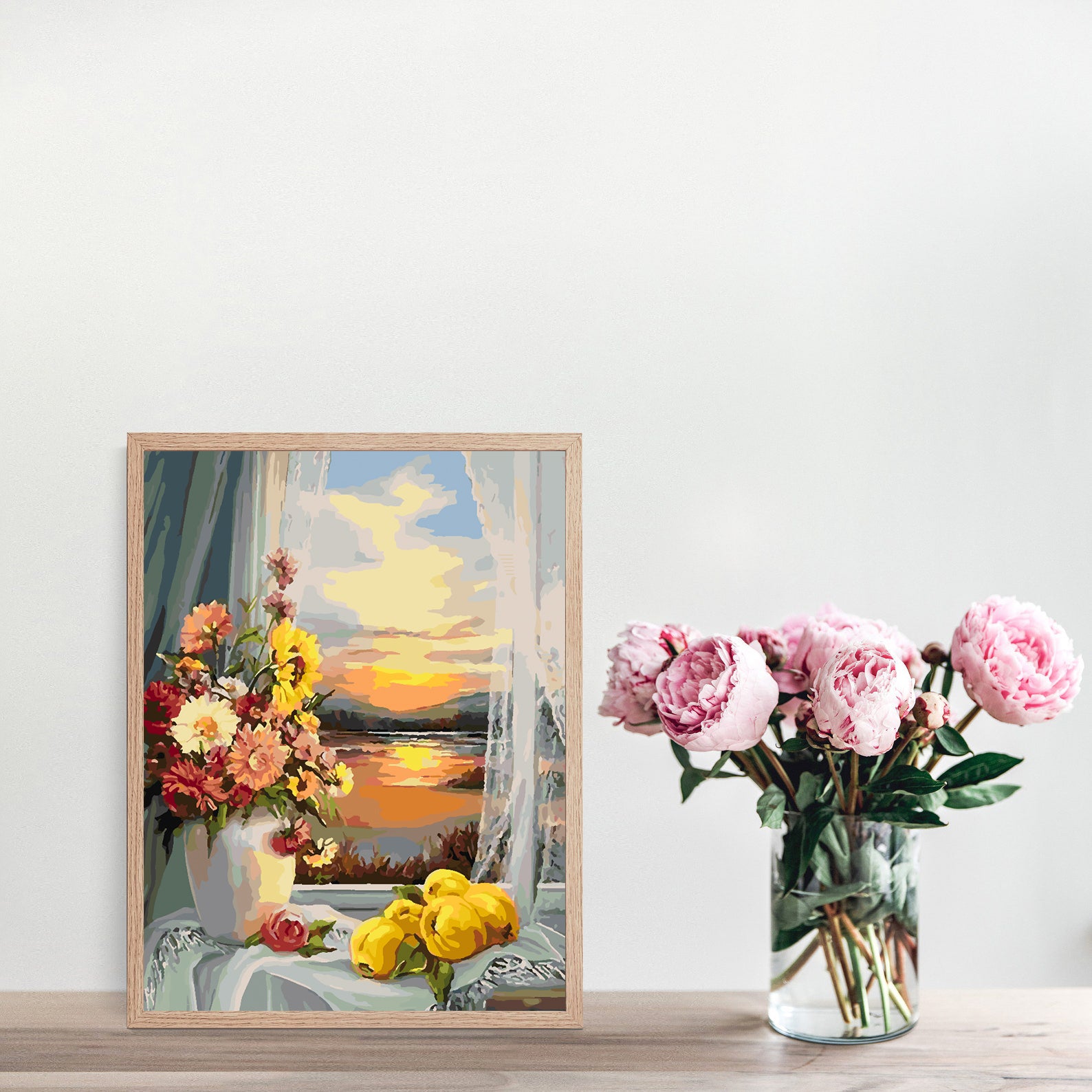 Pictura pe numere - Flori în Vază și Apusul 4332