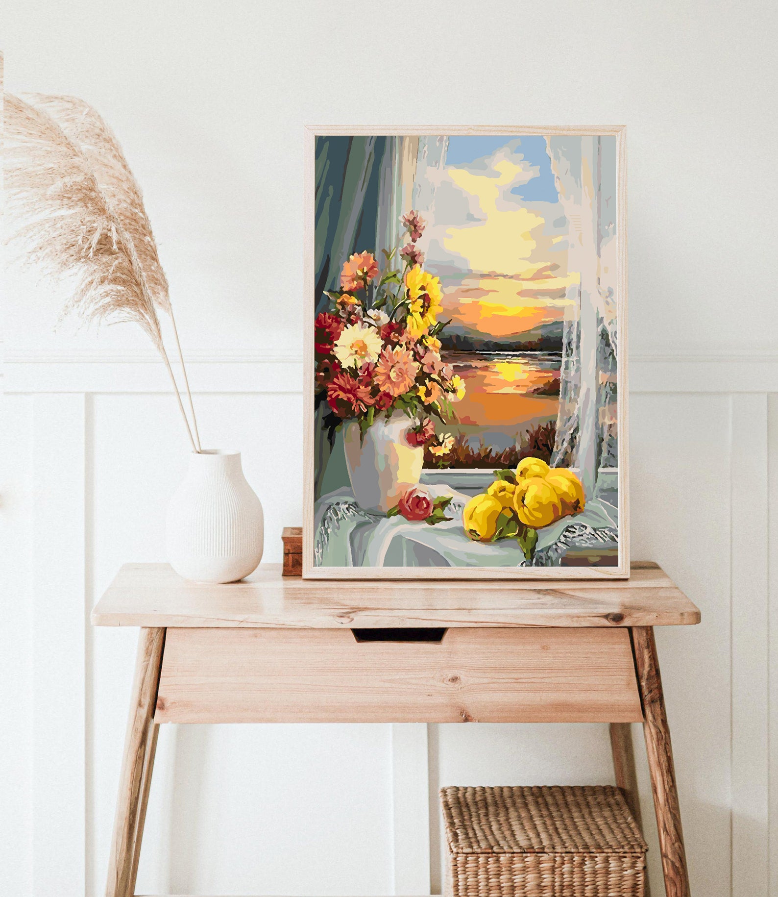 Pictura pe numere - Flori în Vază și Apusul 4332